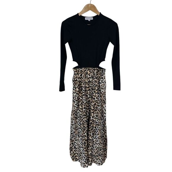 Something Navy Animal Print Cut Out Long Sleeve maxi Dress, XS - Picture 2 of 11